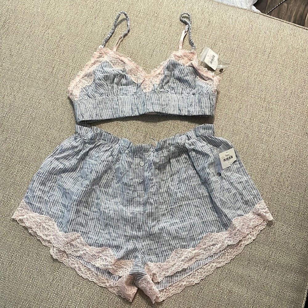 Anthropologie Bralette and Shorts Set New With Tags. Medium shorts, small bra.